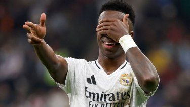 El brasileño Vinicius, del Real Madrid, celebra su gol ante el Pachuca, el 18 de diciembre de 2024.