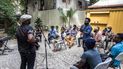 En esta foto de archivo tomada el 18 de enero de 2021, el músico Etienne MBappé de Camerún escucha una pregunta en el Port-au-Prince Art Center durante una Master Class, parte de la 15 edición del International Jazz Festival PAPJAZZ. En esta foto de archivo tomada el 18 de enero de 2021, el músico Etienne MBappé de Camerún escucha una pregunta en el Port-au-Prince Art Center durante una Master Class, parte de la 15 edición del International Jazz Festival PAPJAZZ.