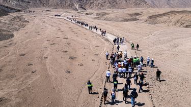 Vista aérea de la ciudadela de Peñico, ubicada en Huaura, en las afueras de Lima, Perú. 