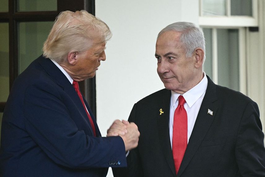 El presidente de Estados Unidos, Donald J. Trump, durante el recibimiento en la Casa Blanca del primer ministro israelí, Benjamín Netanyahu.