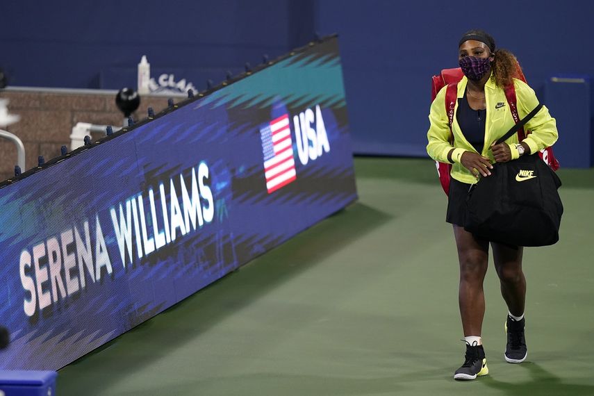 Serena Williams previo a un partido contra Maria Sakkari en el Abierto Western & Southern, el martes 25 de agosto de 2020, en Nueva York.&nbsp;