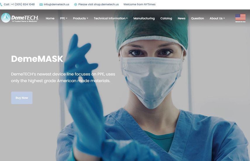 DemeTech, una empresa familiar que fabrica suturas, se reconvirtió para los respiradores N95.&nbsp;