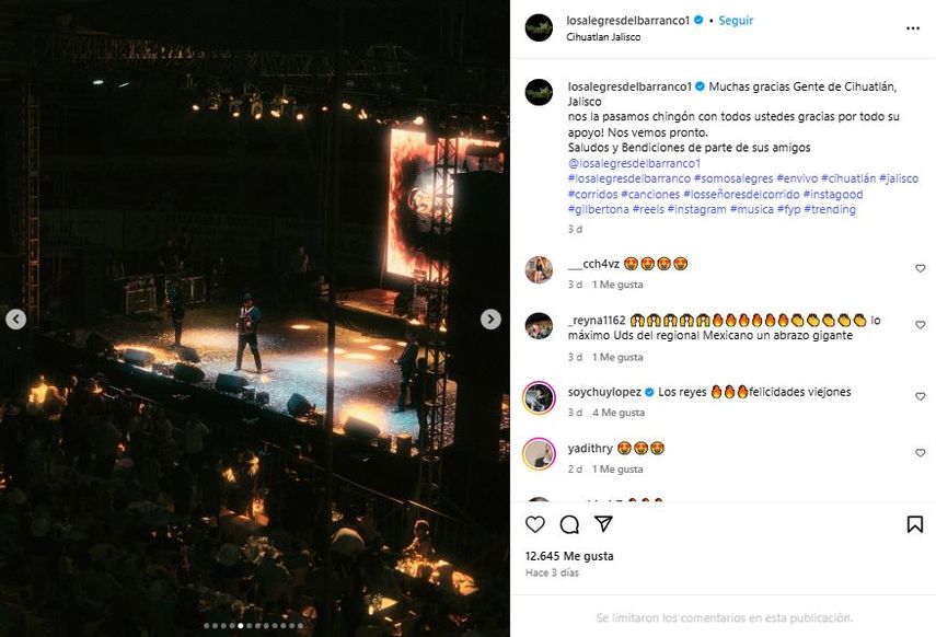 La banda de regional mexicano Los Alegres del Barranco.&nbsp;