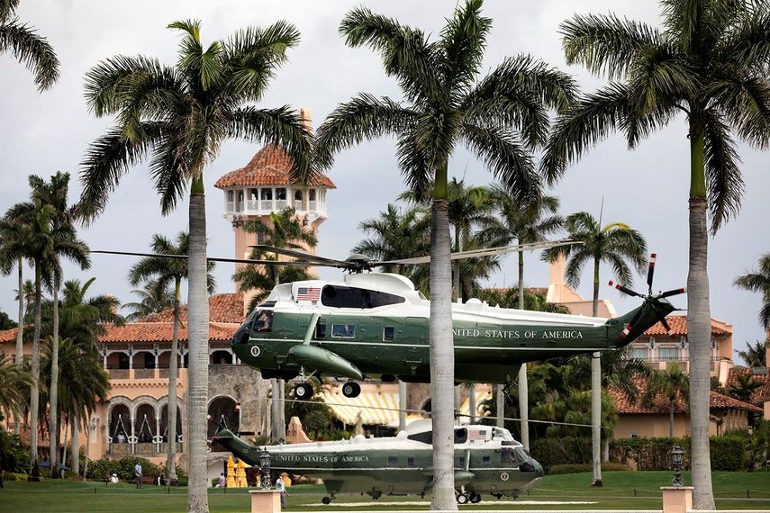 Former President Donald J.  Trump Reenters Mar-A-Lago On Friday, March 29, 2019, Flying Atop An Escort Helicopter.