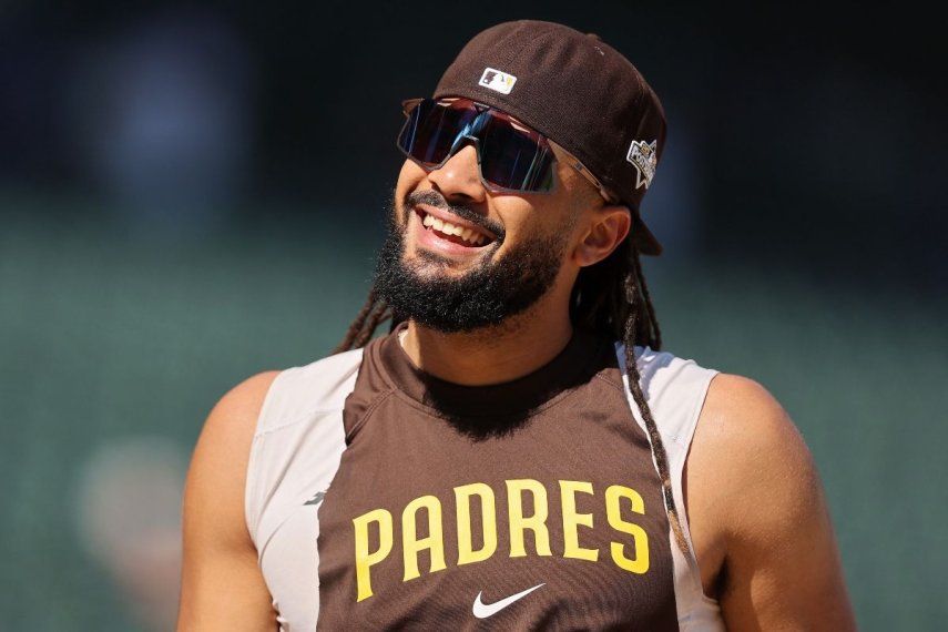 El dominicano Fernando Tatis Jr., de los Padres de San Diego, durante una práctica de bateo, el 30 de septiembre de 2025.