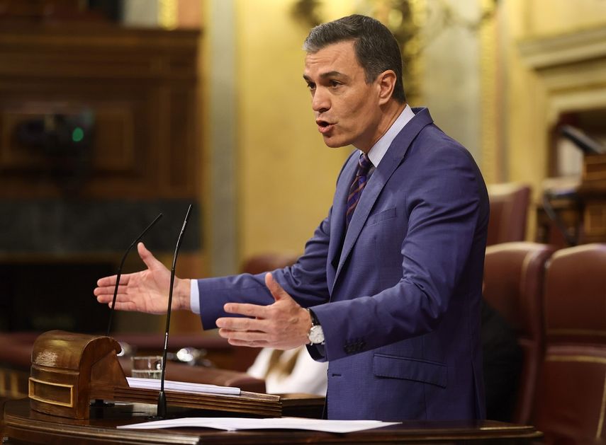 El presidente del Gobierno, Pedro Sánchez, interviene en una sesión plenaria, en el Congreso de los Diputados, a 26 de mayo de 2022, en Madrid (España).