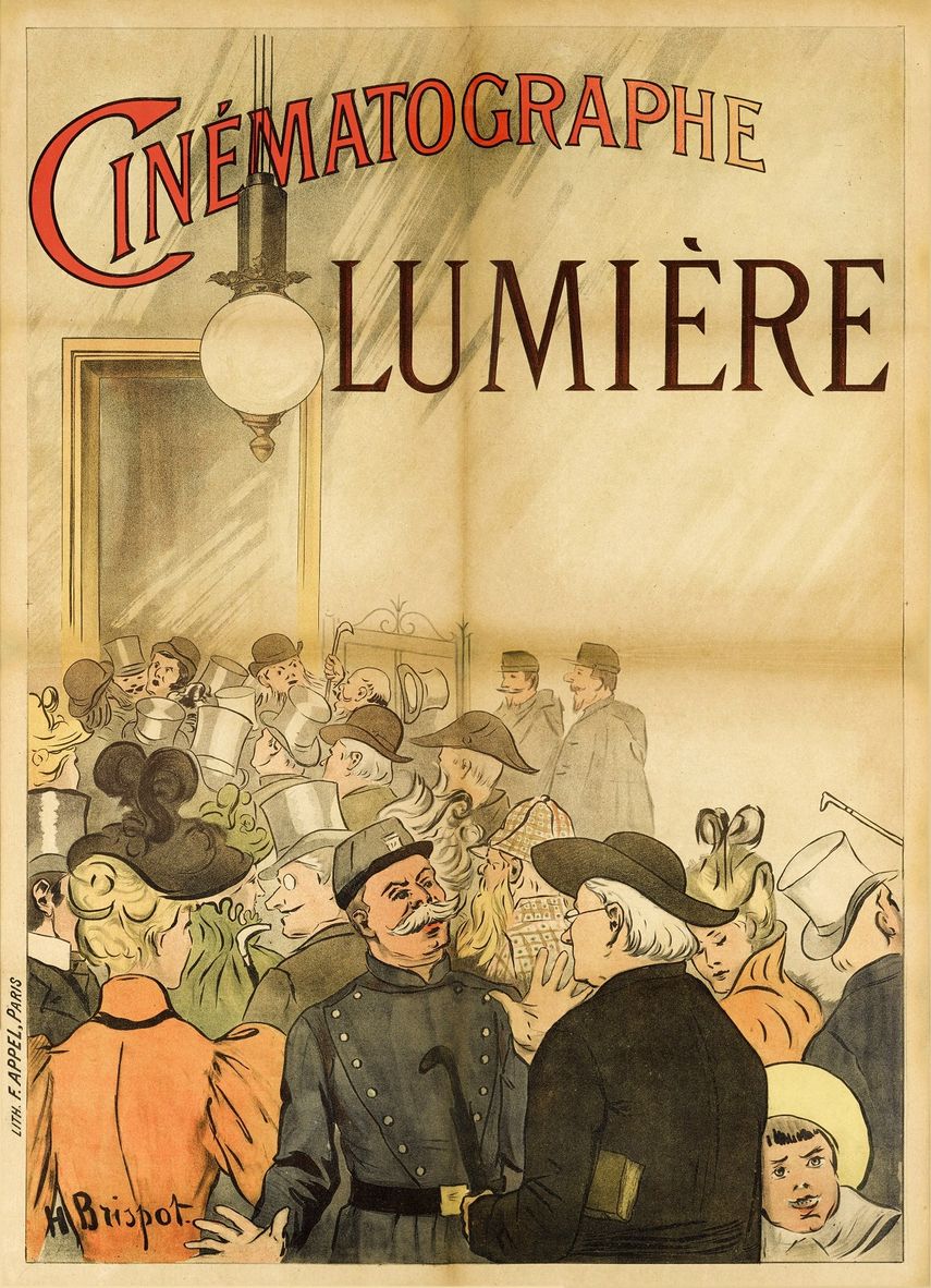 Imagen del primer cartel de cine ideado para promocionar la obra de los hermanos Lumière.