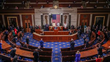 El presidente Joe Biden habla ante el Congreso de Estados Unidos.