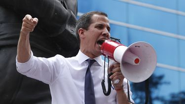 Foto del presidente encargado Juan Guaidó en una protesta en Caracas el 5 de julio del 2019.