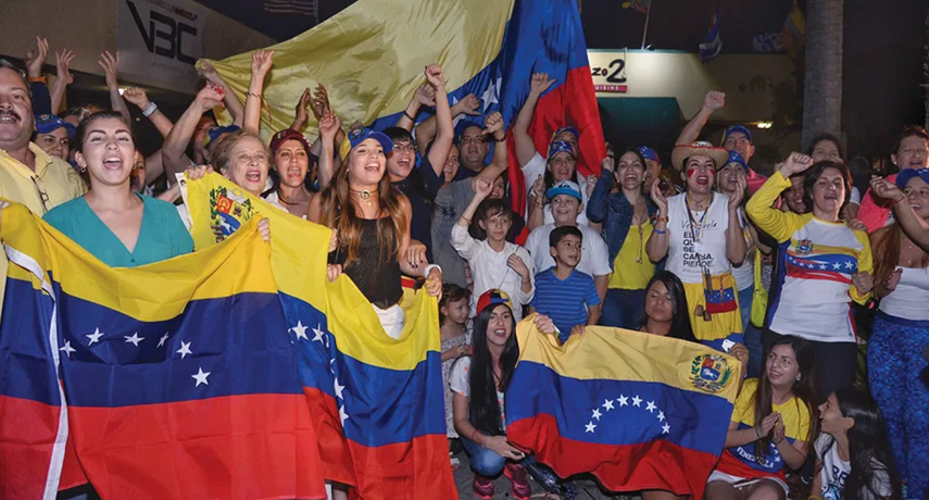 Diáspora venezolana durante una manifestación celebrada en la ciuda de Doral.