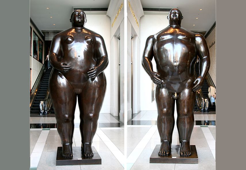 La pieza monumental de Botero Adam y Eva (1990) está estimada entre $1,8 y $2,5  millones. (CORTESÍA)