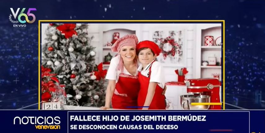 Noticiero Venevision informa la muerte de Juan Cristóbal, hijo de la presentadora y actriz Josemith Bermúdez.&nbsp;