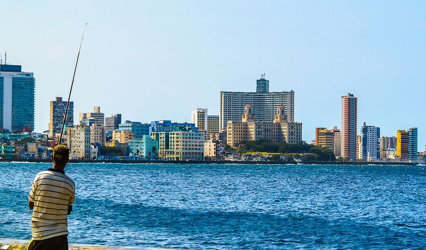 Vista parcial del litoral de la Ciudad de La habana, Cuba.