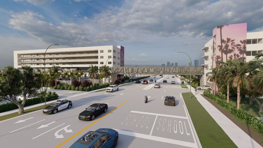 Vista general en una imagen digitalizada del Ludlam Trail Towers.
