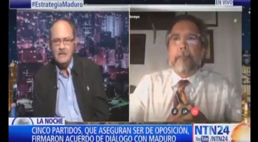 Felipe Mujica, firmante del acuerdo con el r&eacute;gimen de Nicol&aacute;s Maduro y el cineasta y analista Gustavo Tovar.&nbsp;