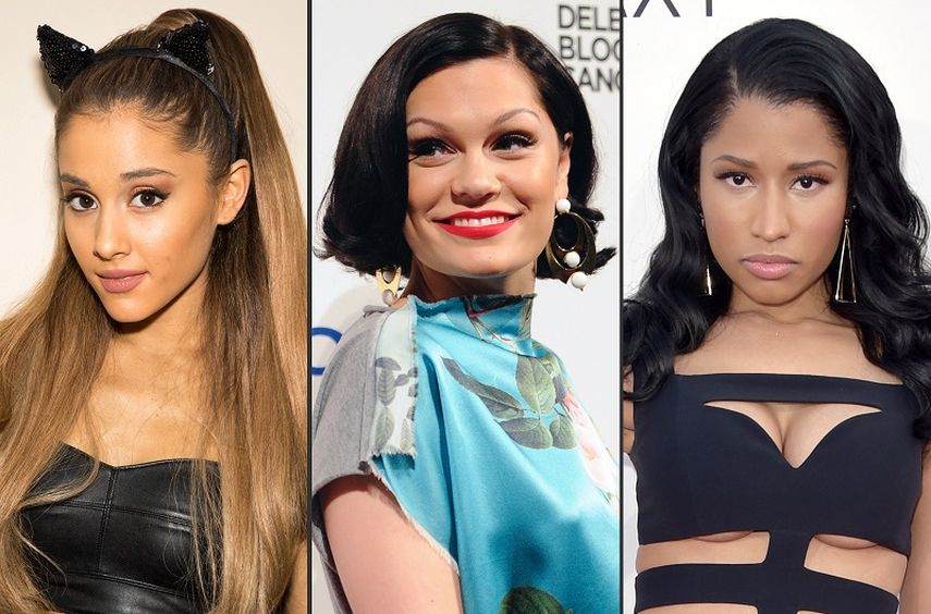 Ariana Grande, Jessie J y Nicki Minaj, de izquierda a derecha, quienes inaugurarán la ceremonia de los Premios MTV a los Videos Musicales el domingo con su nueva canción, Bang Ban. (AP)