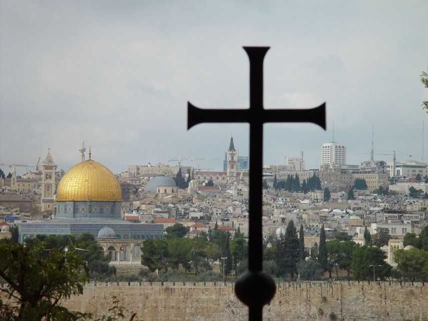 Vista de Jerusalén desde la iglesia Dominus Flevit, en el Monte de los Olivos.