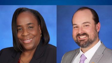 Julia Pennington-Gilchrist, maestra en Frederica Wilson Elementary y Dale Adamson maestro en McMillan Middle School.