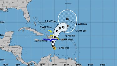 Curso pronosticado de la tormenta tropical Franklin.