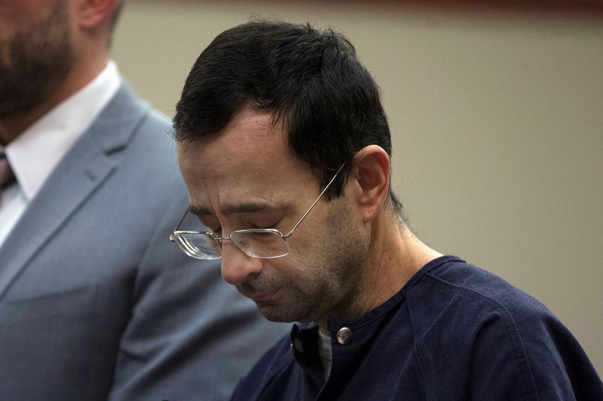 El exmédico del equipo de gimnasia de EEUU,&nbsp;Larry&nbsp;Nassar, escucha la sentencia del jurado durante un juicio en Lansing, Michigan, Estados Unidos, el 24 de enero de 2018.