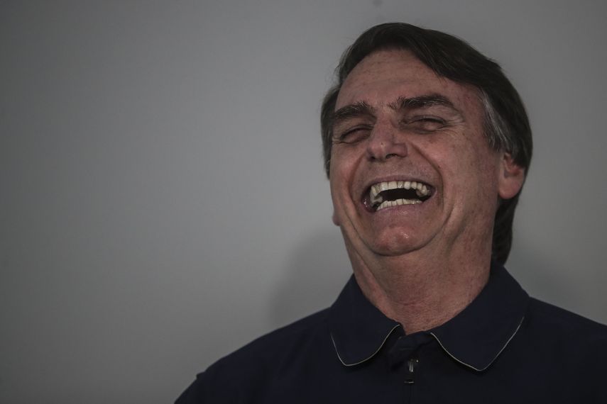El candidato Jair&nbsp;Bolsonaro, durante una rueda de prensa en Río de Janeiro.