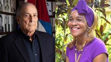 El presidente de la Fundación Nacional Cubanoamericana, José Pepe Hernández y la Dama de Blanco Xiomara Cruz Miranda.