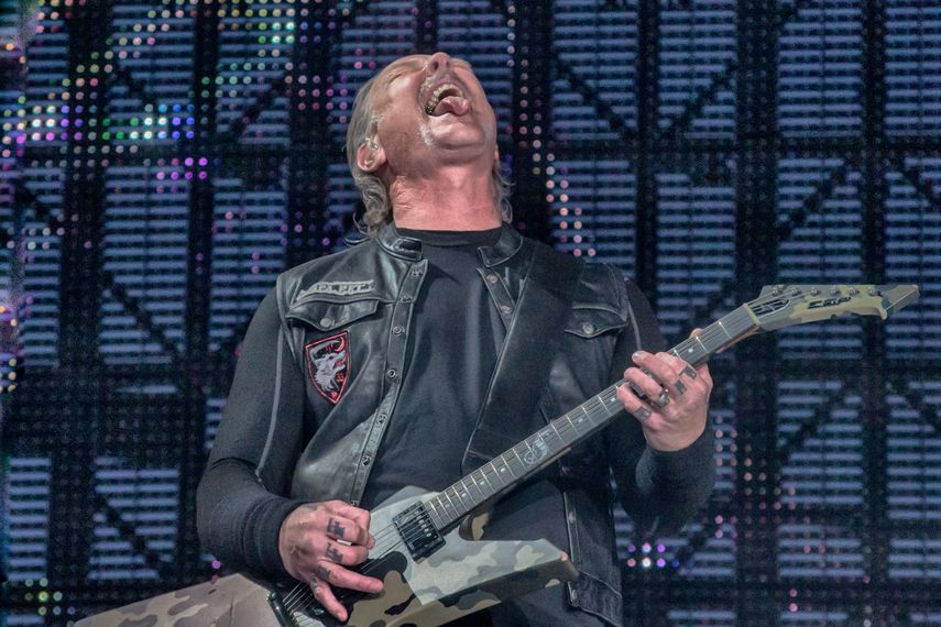 James Hetfield, de la banda estadounidense Metallica, en un concierto en Madrid el tres de mayo en Valdebebas- Ifema.