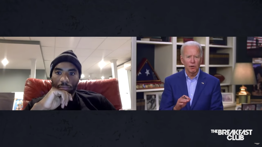 Joe Biden en entrevista con el reportero&nbsp;Charlamagne Tha God,&nbsp;en&nbsp;The Breakfast Club.&nbsp;