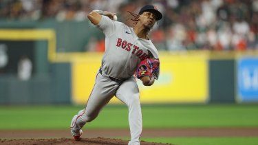 El lanzador Brayan Bello en su primer encuentro de la temporada 2026 de MLB con los Medias Rojas de Boston.