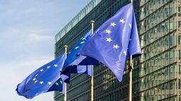 Banderas de la Unión Europea ondean antes de una cumbre de la UE en Bruselas, el jueves 27 de junio de 2024.