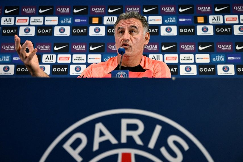 El DT del PSG Christophe Galtier en conferencia de prensa en la Ligue 1 de Francia