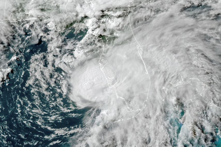 La tormeta tropical Elsa en el Golfo de México, en una foto tomada el 6 de julio de 2021 y suministrada por la Oficina Nacional de Administración Oceánica y Atmosférica (NOAA por sus siglas en inglés)