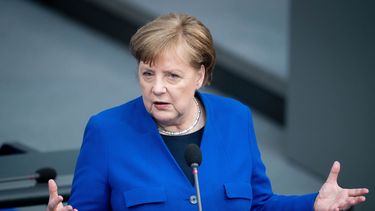 La canciller alemana Angela Merkel durante una conferencia de prensa.