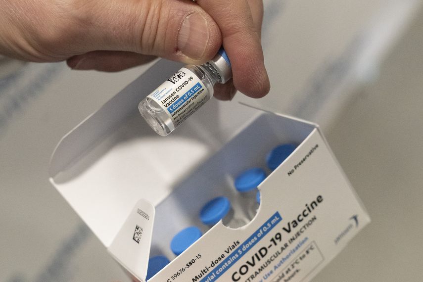 Vacunas de Johnson & Johnson contra el COVID-19 en el South Shore University Hospital, el 3 de marzo de 2021, en Bay Shore, Nueva York.&nbsp;