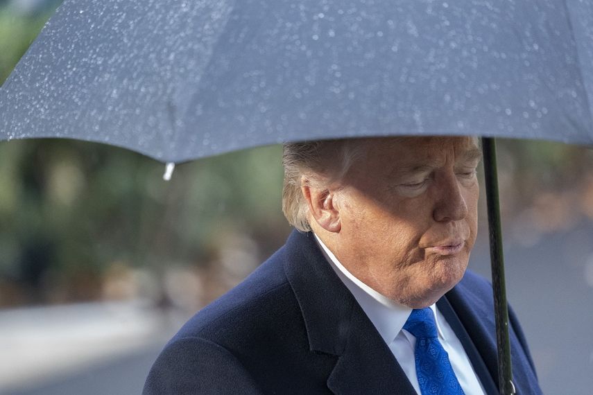 Foto del 2 de diciembre de 2019 del presidente Donald Trump en las afueras de la Casa Blanca, en Washington.