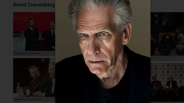 Captura de pantalla del sitio web del Festival de Cine de San Sebastián donde aparece en varias imágenes el director de cine David Cronenberg.&nbsp;