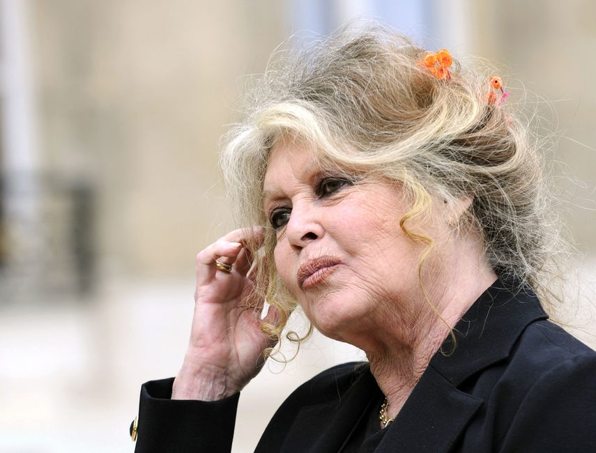La actriz francesa y activista por los derechos de los animales Brigitte Bardot abandona el Palacio del Elíseo en París después de una reunión con el presidente francés Nicolas Sarkozy, el 27 de septiembre de 2007.