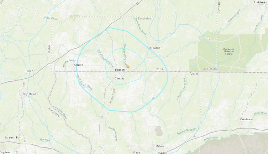 Los tres terremotos registrados en 2019 en Florida, de entre 2.6 y 2.7, se produjeron enlas inmediaciones de Century, en el norte del Estado del Sol.