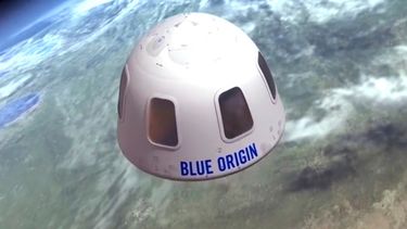 Ilustración sin fecha proporcionada por Blue Origin de la cápsula en la que la empresa pretende llevar a turistas al espacio