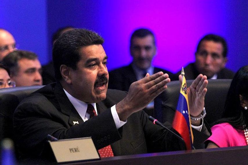 El presidente de Venezuela, Nicolás Maduro, el sábado 11 de abril de 2015, durante la sesión plenaria de la VII Cumbre de jefes de Estado y de Gobierno de las Américas, en la Ciudad de Panamá. EFE 