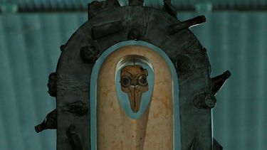 Esta fotografía muestra un altar hecho de material reciclado que contiene un cráneo de vaquita marina, el 7 de febrero de 2018, en la Ciudad de México