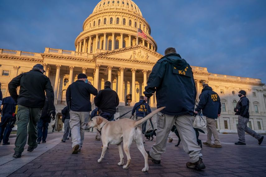 Las medidas de seguridad en el Capitolio en Washington preparándose para la toma de posesión de Joe Biden. Foto tomada el 19 de enero del 2021.