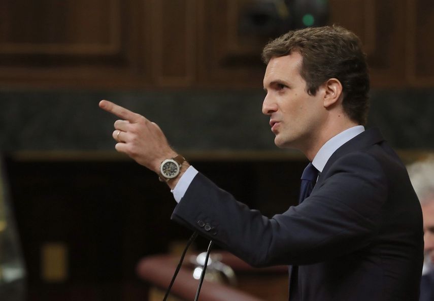 El presidente del PP,&nbsp;Pablo&nbsp;Casado, durante su intervención en el Congreso de los diputados .&nbsp;