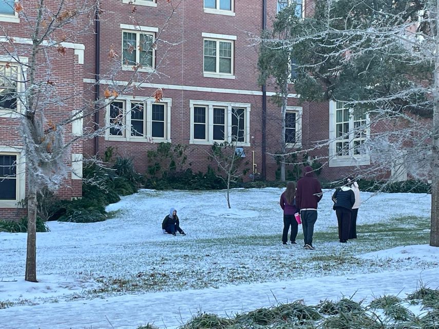 Estudiantes de FSU juegan en la nieve.&nbsp;