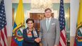 Gabriela Sommerfeld y Christopher Landau. (Cancillería ecuatoriana)