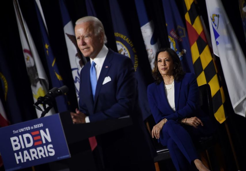 La f&oacute;rmula presidencial del partido dem&oacute;crata Joe Biden y Kamala Harris.&nbsp;