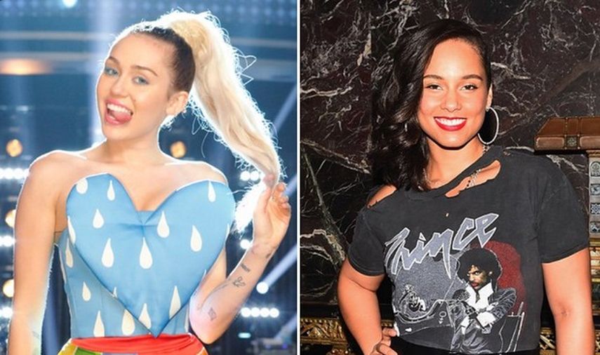 Las cantantes Miley Cyrus y Alicia Keys. (TWITTER)