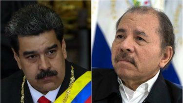 Los dictadores Nicolás Maduro y Daniel Ortega.&nbsp;