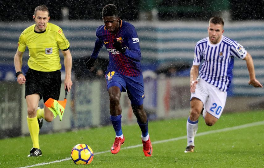 Dembélé se lastimó durante el partido del fin de semana del Barcelona ante la Real Sociedad.