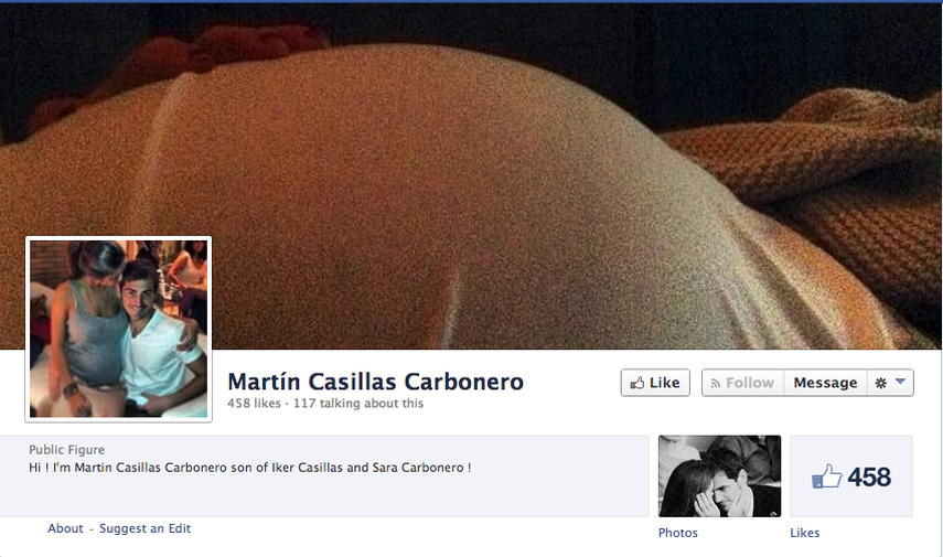 Los flamantes padres, Iker Casillas y Sara Carbonero ya abrieron una cuenta en Facebook con su nombre, Martín Casillas. (Facebook)